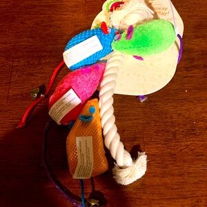 Colorful Cat Toy Set with Mice and Rope4 brand new toys with catnip for cats!